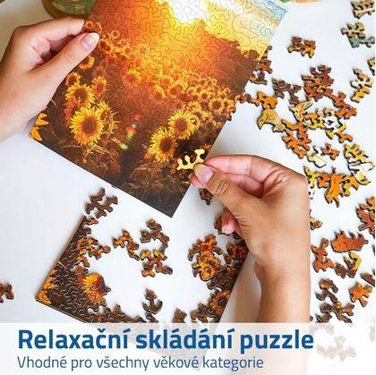 Obrázek z Dřevěné puzzle s nepravidelnými tvary - pole slunečnic