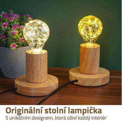 Dřevěná stolní lampa se žárovkou - neutrální světlo